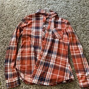 Rue21 Orange and Blue Plaid Button Down Shirt